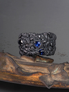 Oak and acorns - Blue sapphires ring 
