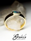 Black Boulder Opal Gold Ring