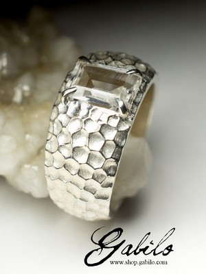 Rock Crystal Silver Ring with gem report MSU