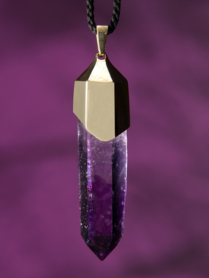 Amethyst Brandberg crystal gold pendant